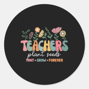 Groovy Teacher Plant Seeds som växer för mycket Runt Klistermärke