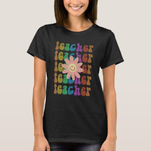 Groovy TEACHER Smile I Teach School Elemlement Squ T Shirt