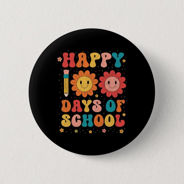 Groovy Teacher Student 100-dagen i Lycklig 1 Knapp (Framsida)