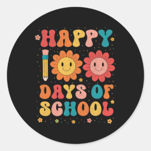 Groovy Teacher Student 100-dagen i Lycklig 1 Runt Klistermärke