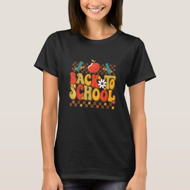 Groovy Teacher Vibes Elementary Retro Välkommen ti T Shirt (Framsida)