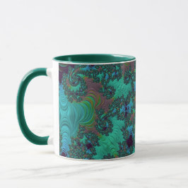 Groovy Teal and Plum Fractal Abstrakt Art Mugg