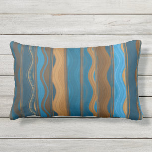 Groovy Teal, Blue, Koppar Rand Lumbar Pillow Lumbarkudde