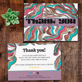Groovy Teal Rosa Business Retro Paket Infoga Tack Kort