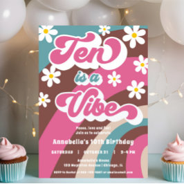 Groovy Ten är en Vibe rosa teal-flicka 10 år Inbjudningar