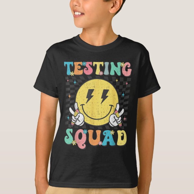 Groovy Test Day Testing Squad Motivation Teacher S T Shirt (Framsida)