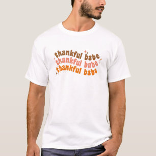 Groovy Thankful Babe Vintage hösten Thanksgiv T Shirt