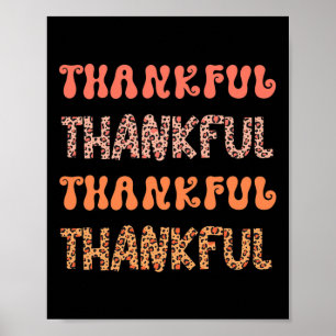 Groovy Thankful Fall Autumn Leopard Retro Thanksgi Poster