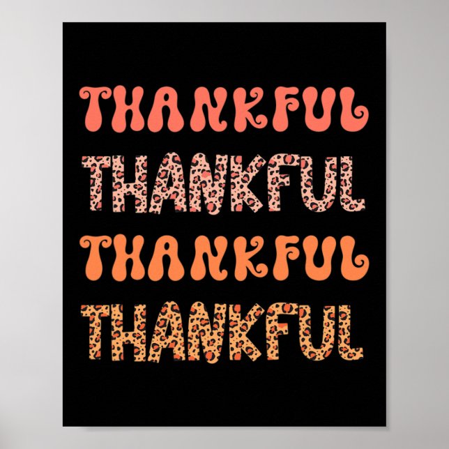 Groovy Thankful Fall Autumn Leopard Retro Thanksgi Poster (Framsidan)