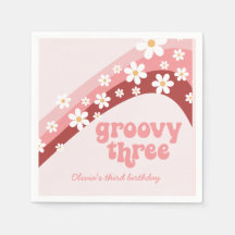 Groovy Three 3-årsdag Rosa Pappersservetter
