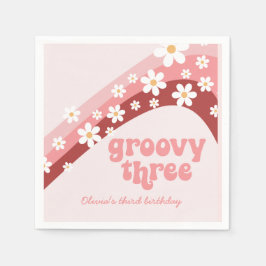 Groovy Three 3-årsdag Rosa Pappersservetter