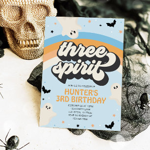 Groovy Three Spirit Boy 3rd Birthday Halloween Inbjudningar
