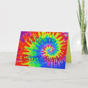 Groovy Tie-Dye Card för hippie Birthday Kort