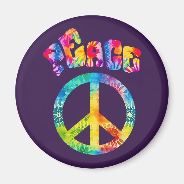 Groovy Tie Dye Fredstecken Magnet (Framsidan)