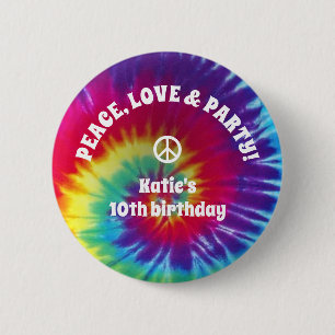 Groovy Tie Dye Hippie Knapp