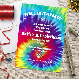 Groovy Tie Dye Hippie Party Inbjudningar