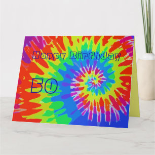 Groovy Tie-Dye-kort, 50:e födelsedag i lycklig Kort