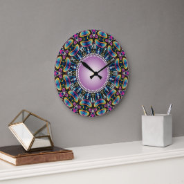 Groovy Time Mushroom Neon Mandala Stor Klocka