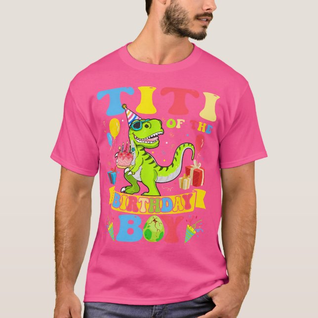 Groovy Titi Birthday Boy T-Rex Dinosaur Bir T Shirt (Framsida)