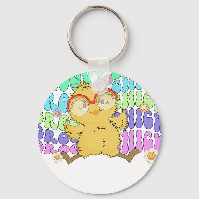 groovy tjej (2), retro, vintage nyckelring (Framsida)