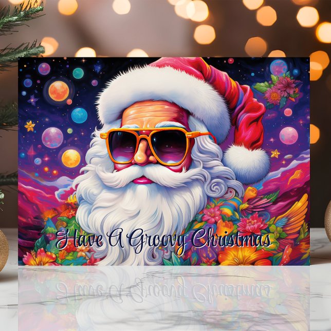 Groovy Tomte Psykedelisk Jul Helgkort (Skapare uppladdad)