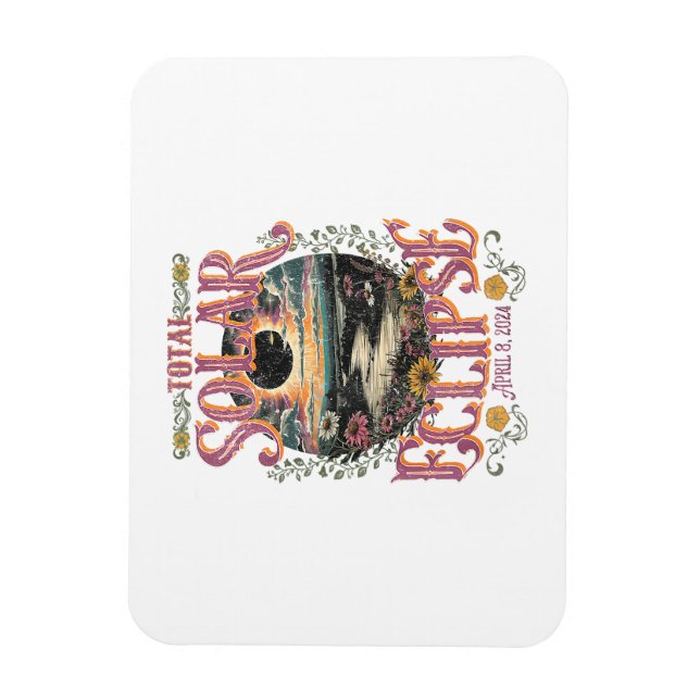 Groovy Total Solar Eclipse April 8 2024 Astronomi Magnet (Vertikal)