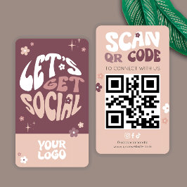 Groovy Trendig Social Media Scannable QR-kod Visitkort