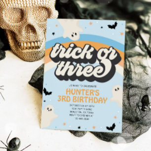 Groovy Trick eller 3rd Birthday Halloween Inbjudningar