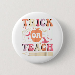 Groovy Trick eller Teach Ghost Teacher Halloween C Knapp