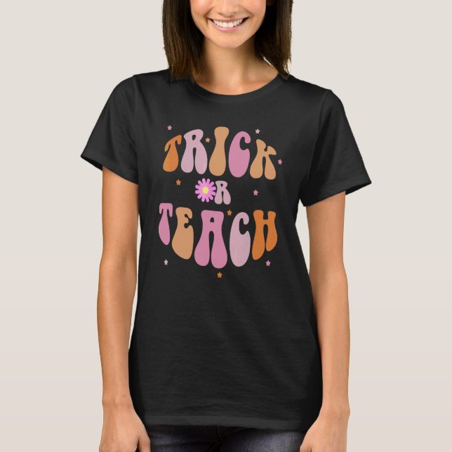 Groovy Trick Or Teach  Lärarkostym Halloween P T Shirt (Framsida)