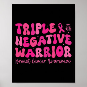 Groovy Triple Negativ Warrior Breast Cancer Medvet Poster