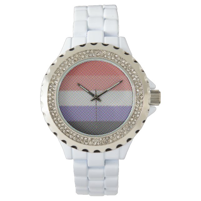 Groovy Trippy Abstrakt Cupioromantisk Prideflagga Armbandsur (Framsida)