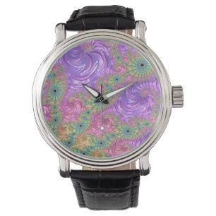 Groovy Trippy Boho Ädelstensfärg Rainbow Fraktal Armbandsur