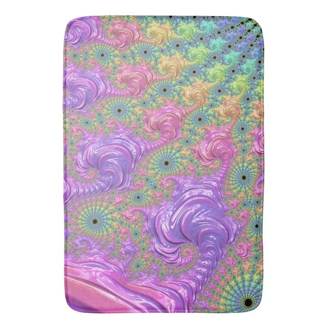 Groovy Trippy Boho Jewel Tone Rainbow Fractal Badrumsmatta (Framsidan (Vertikal))