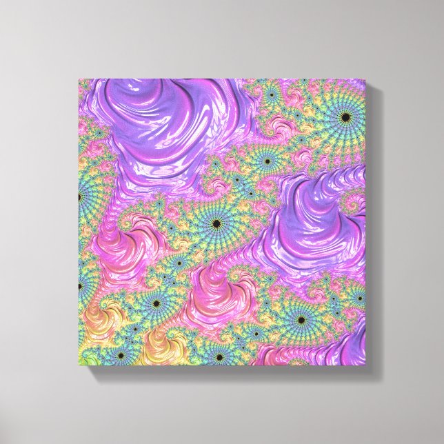 Groovy Trippy Boho Jewel Tone Rainbow Fractal Canvastryck (Framsida)