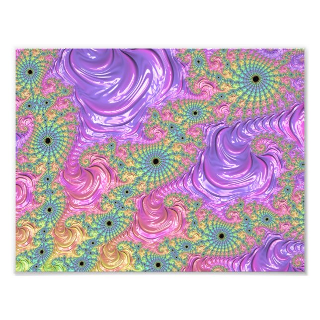 Groovy Trippy Boho Jewel Tone Rainbow Fractal Fototryck (Framsidan)