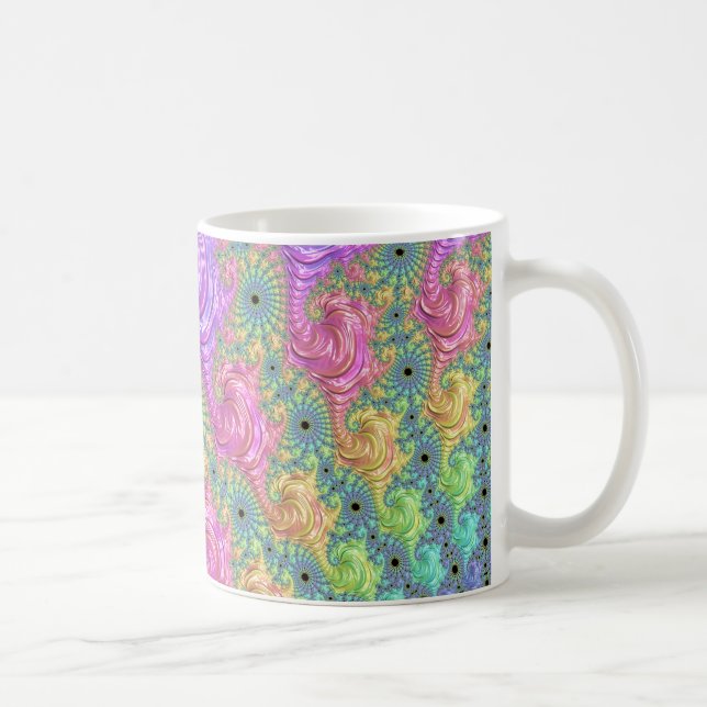 Groovy Trippy Boho Jewel Tone Rainbow Fractal Kaffemugg (Höger)