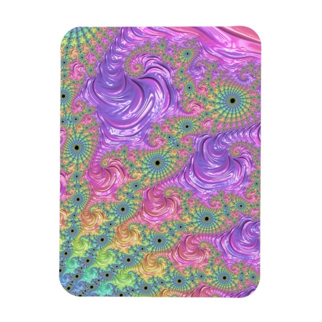 Groovy Trippy Boho Jewel Tone Rainbow Fractal Magnet (Vertikal)