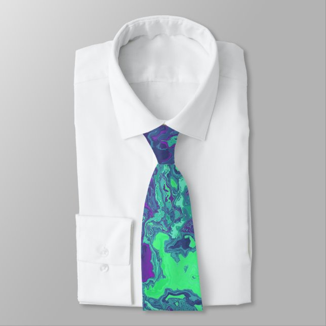 Groovy Trippy Färgglad Virvlande Abstrakt Marmor K Slips (Bunden)
