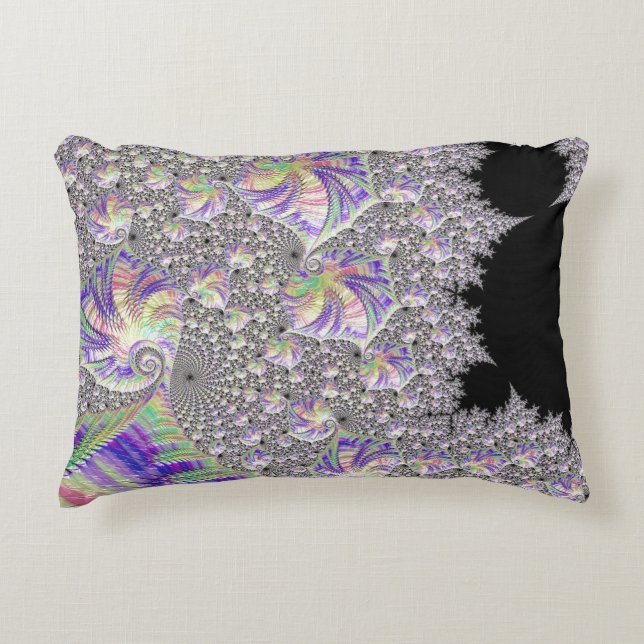 Groovy Trippy Funky Psykedelisk Fraktal Konst Prydnadskudde (Framsidan)