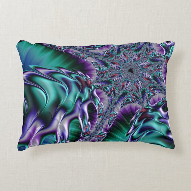 Groovy Trippy Funky Psykedelisk Fraktal Konst Prydnadskudde (Framsidan)