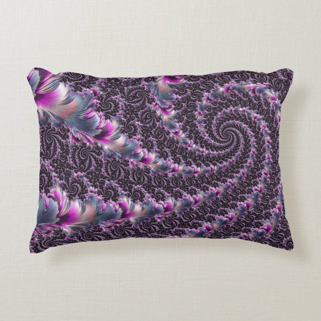 Groovy Trippy Funky Psykedelisk Spiral Fraktal Kon Prydnadskudde (Framsidan)