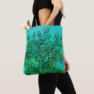 Groovy Trippy Peacock Feathers Tygkasse