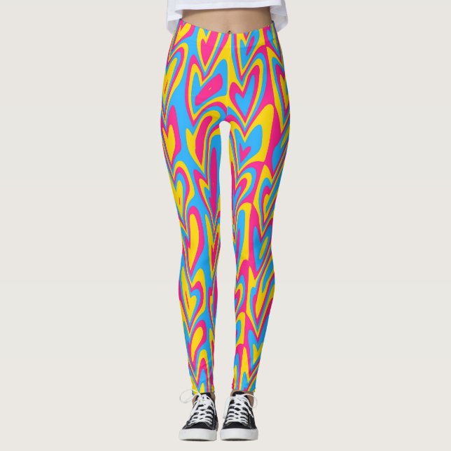 Groovy Trippy Quirky Pansexual Pride Leggings (Framsida)