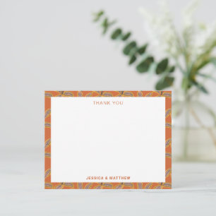 Groovy Tropical Handflatan Träd Burnt Orange Bröll Tack Kort
