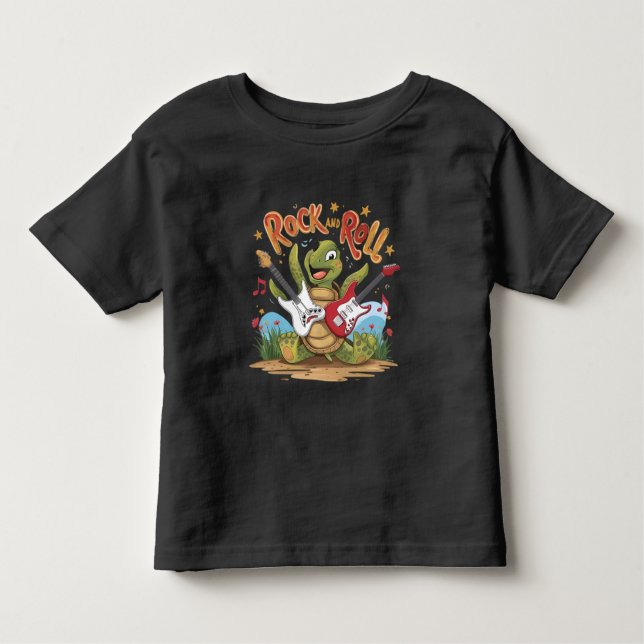 Groovy Turtle Rockstar Rock and roll T Shirt (Framsida)
