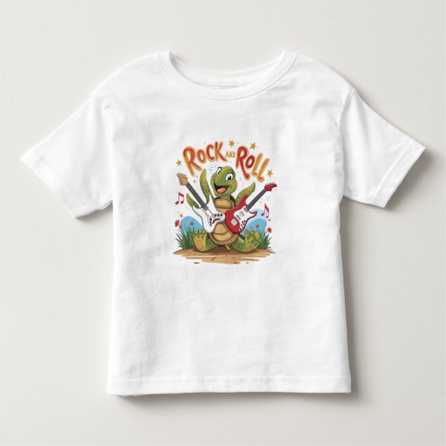 Groovy Turtle Rockstar Rock and roll T Shirt (Framsida)