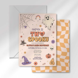 Groovy Två Kusliga Halloween Andra Födelsedagen Inbjudningar