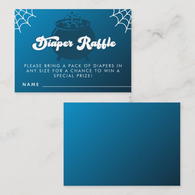 Groovy Typography Halloween Boy Blue Diaper Raffle Tilläggskort (Fram/baksida)