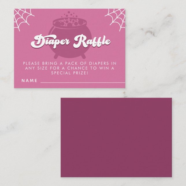 Groovy Typography Halloween Girl Diaper Raffle Tilläggskort (Fram/baksida)